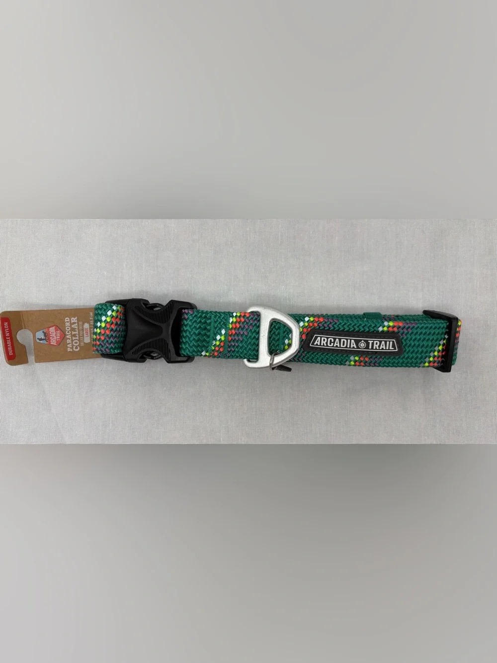 Arcadia Trail Rope Paracord Dog Collar Large-Fits neck 17-26 inches-Green